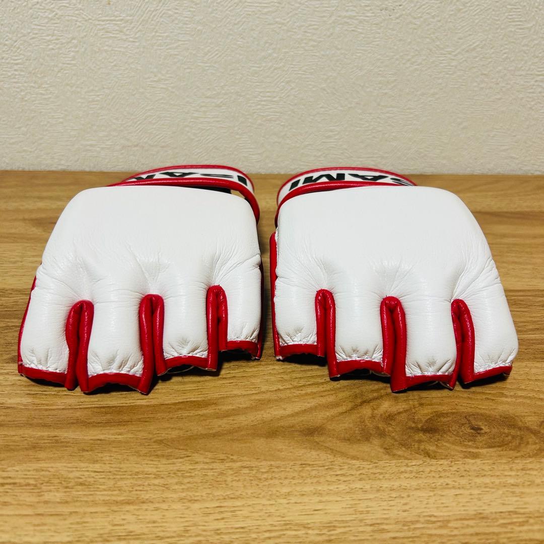 ISAMI IS-770 ウォッシャブルオープンフィンガーグローブ S 白/赤