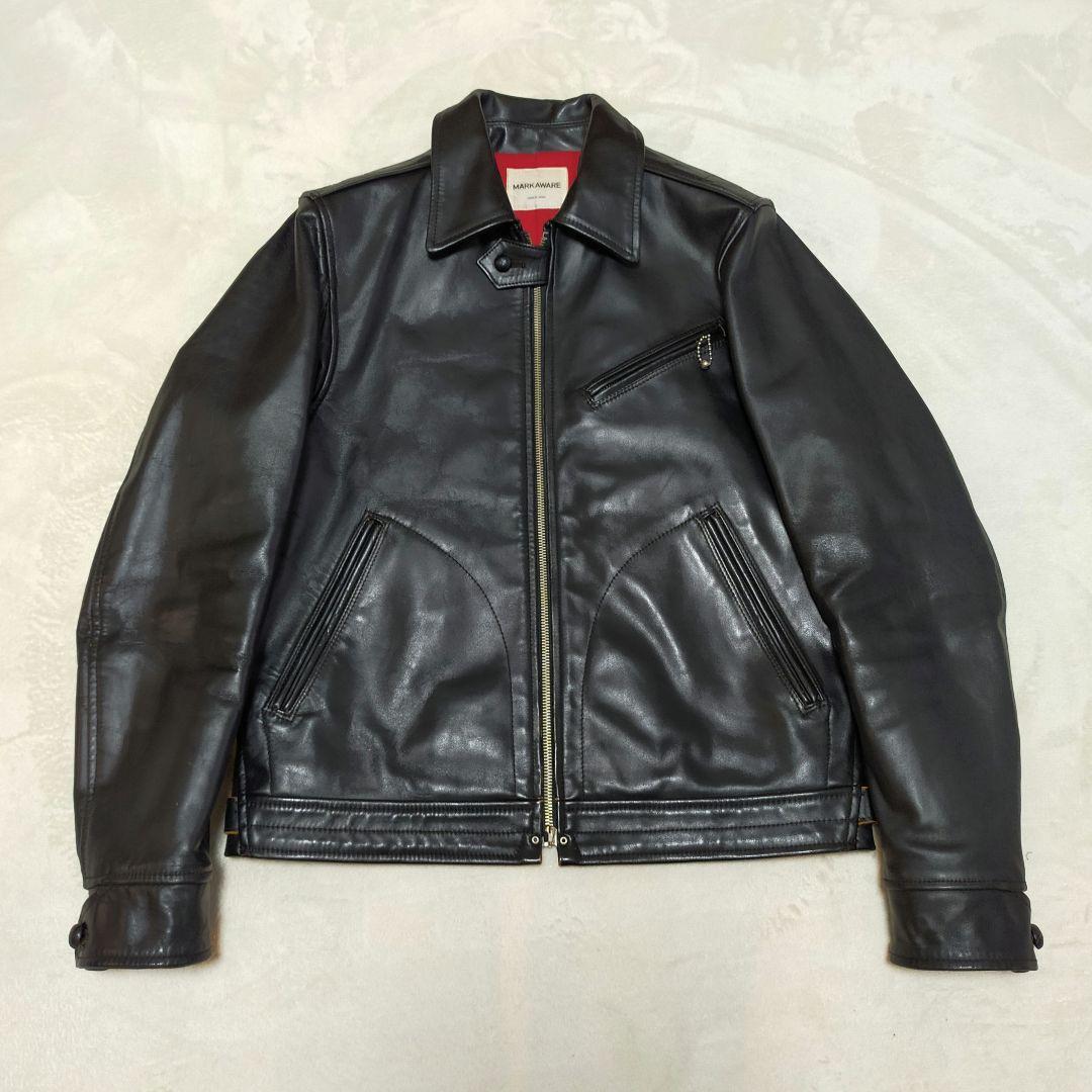 MARK AWARE　馬革　茶芯　シングルライダースジャケット　2サイズ