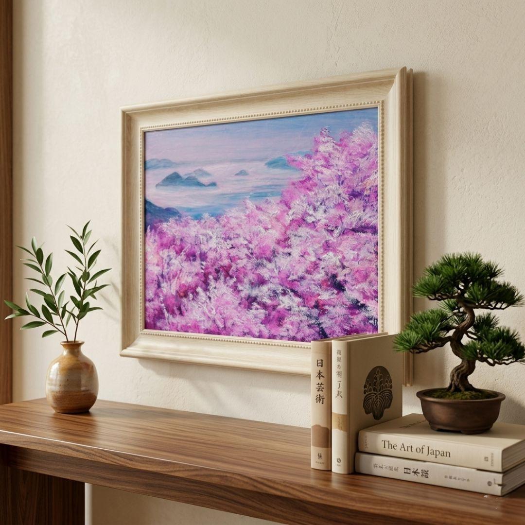 油絵 油彩 油彩画 絵 絵画【海の桜】