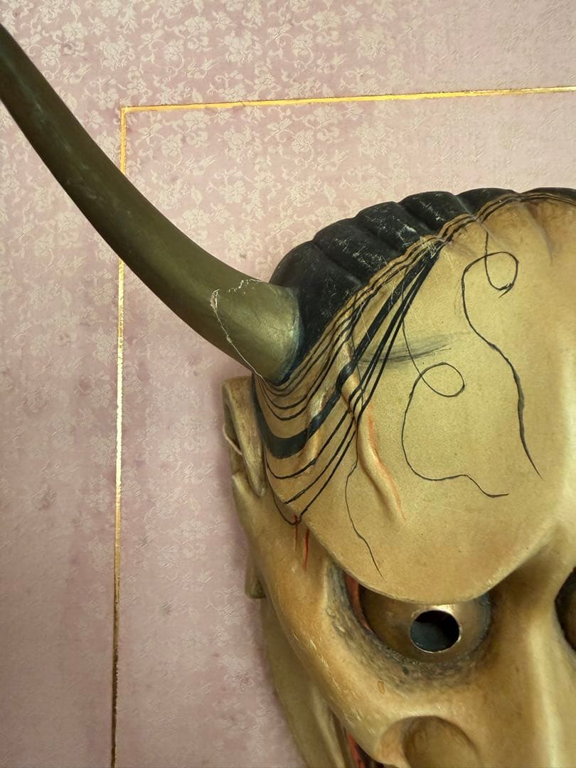 能面　般若 木彫り