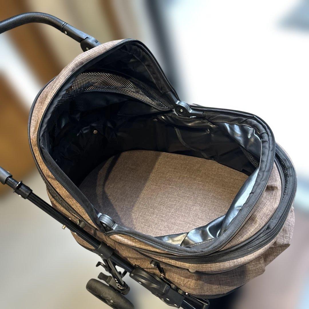 ペットカート！メッシュカバー付き　ブラウン