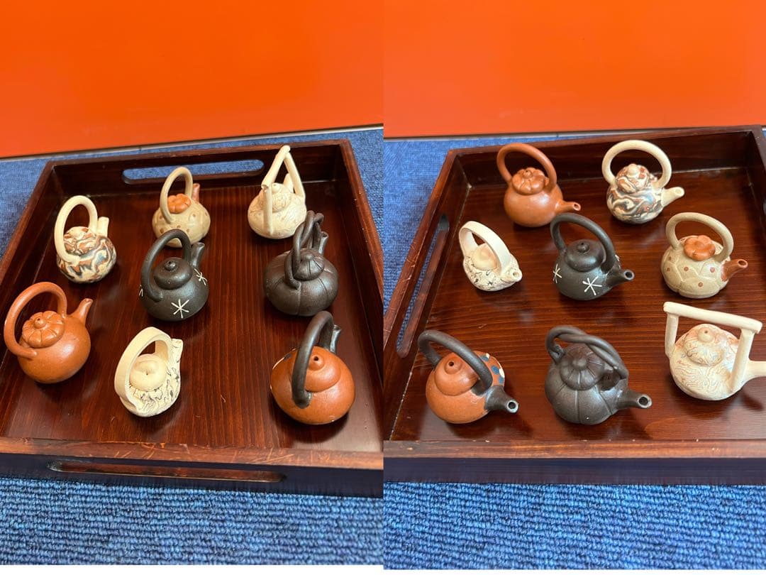 1135  急須　ミニチュア　8客　中国茶器　木箱付き