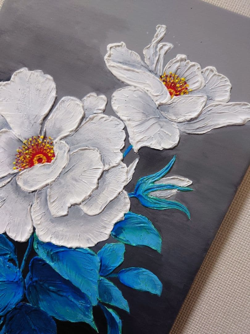 【アロハママ】 テクスチャーアート　アクリル画 　3点