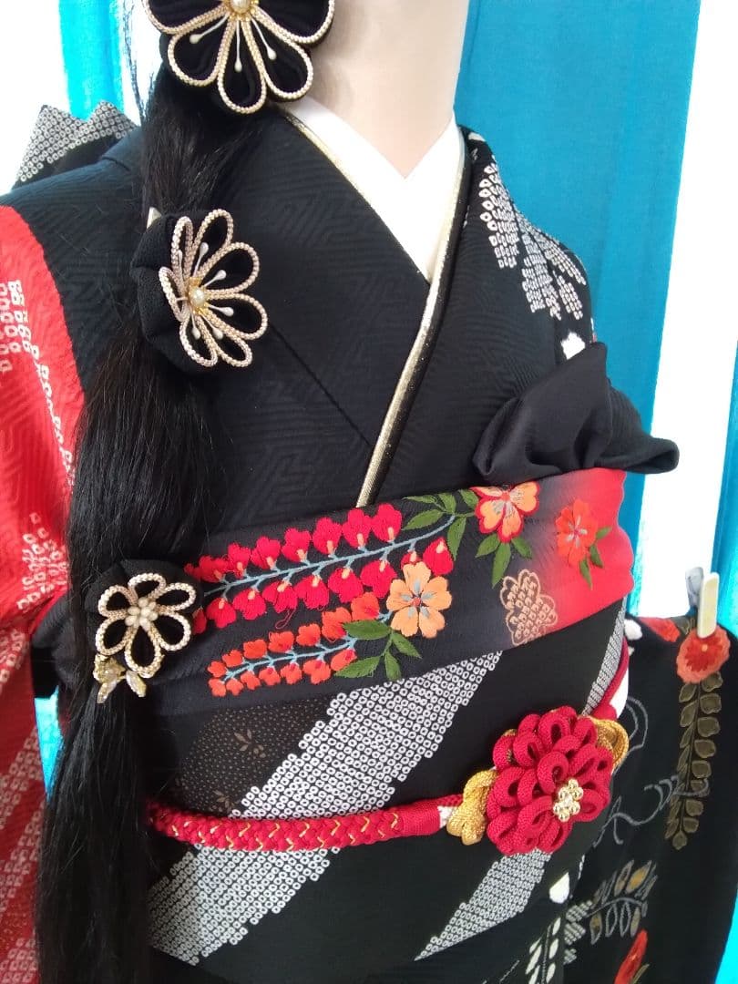 振袖フルセット、正絹高級絞り、成人式、重ね衿、帯揚げ帯締め、京の袋帯、襦袢