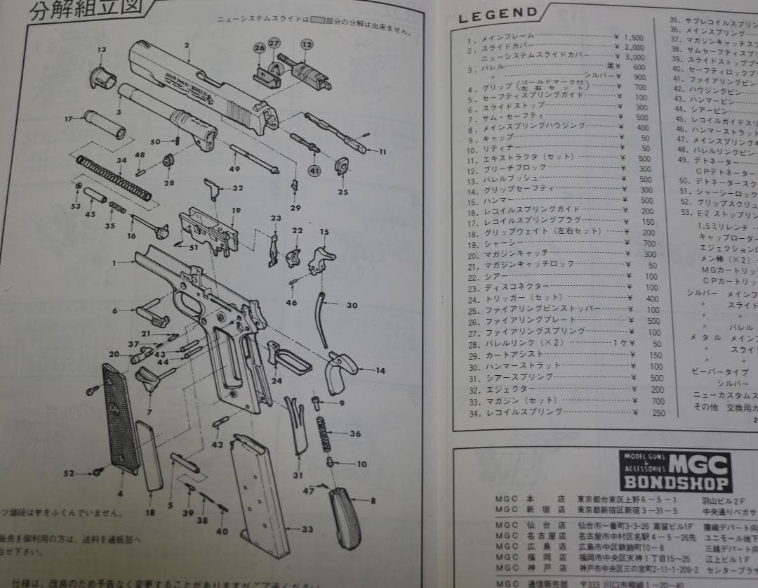 MGC　AＢＳ樹脂製モデルガン コルト GM ＭＫⅣ サテン黒 SPG合法品