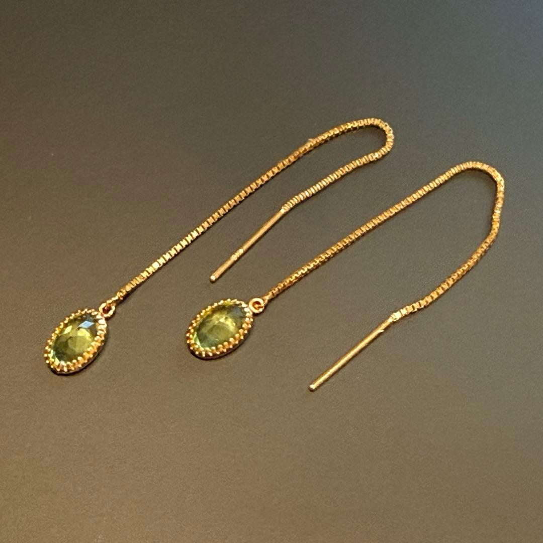 k18 ペリドット　スネークチェーン　アメリカンピアス