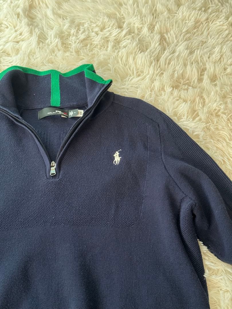美品RLXラルフローレンニットゴルフウール クォータージップ プルオーバー M