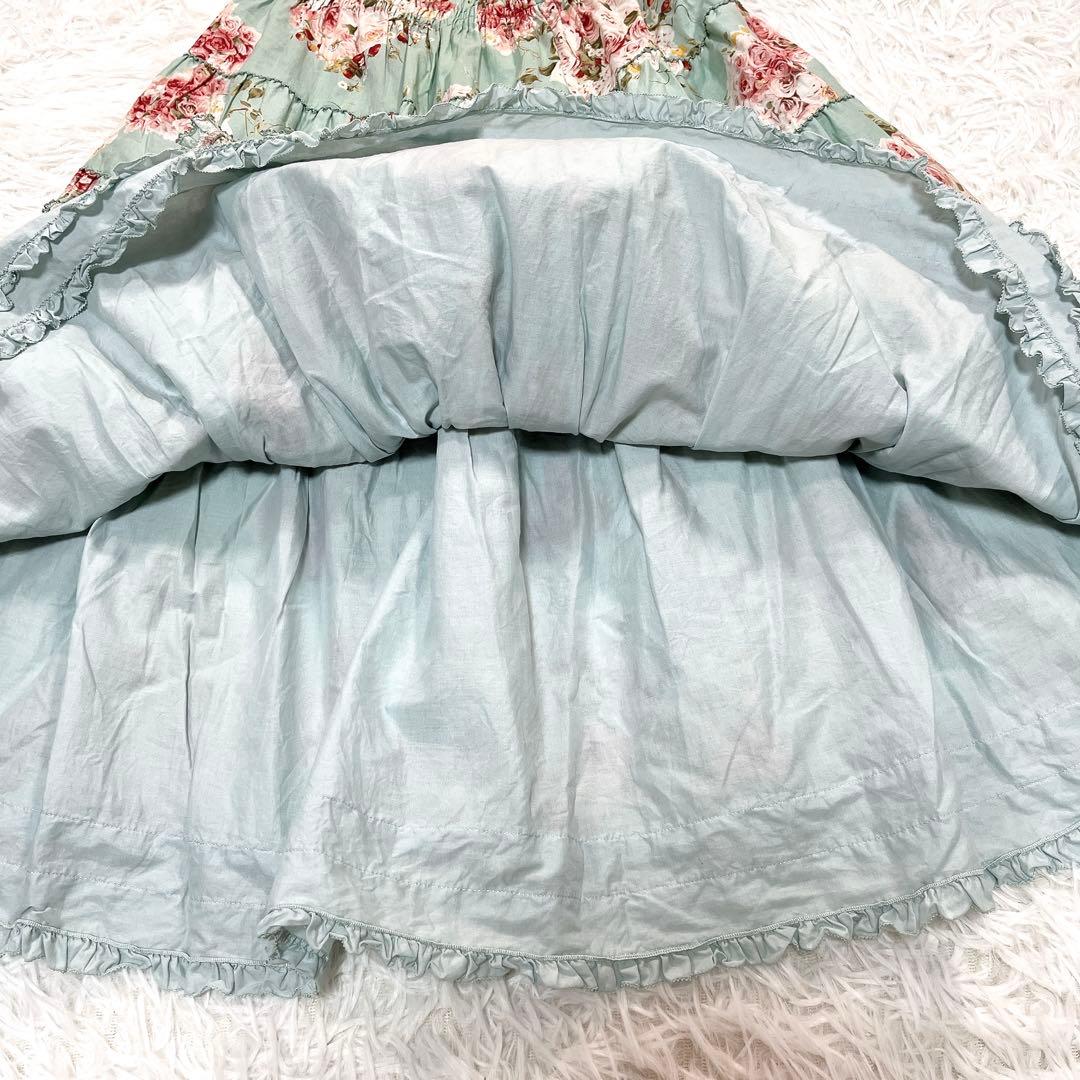 美品✨ ピンクハウス　ティアード　ミディ　スカート　ピコフリル　フラワープリント