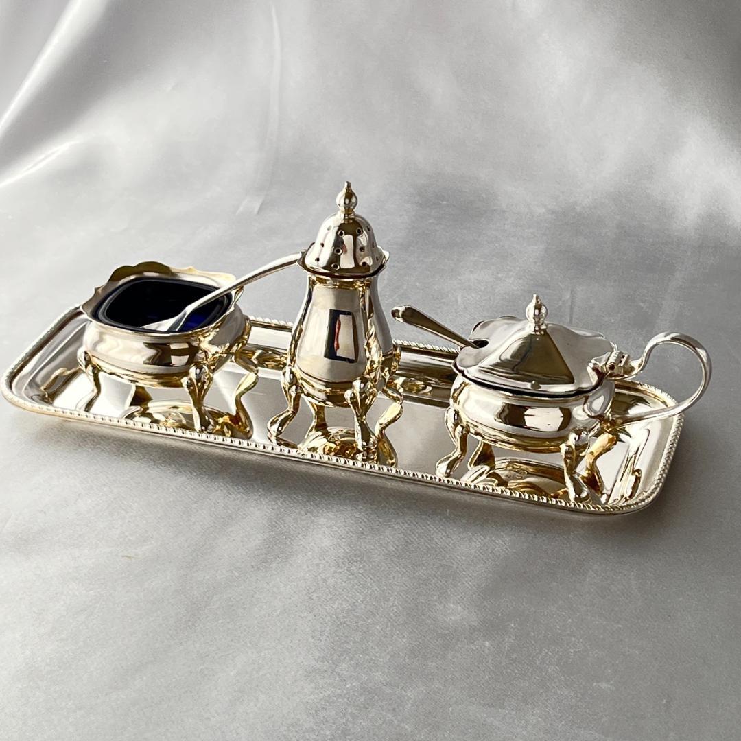 【英国】コンディメントセット【シルバープレート】バチェラー