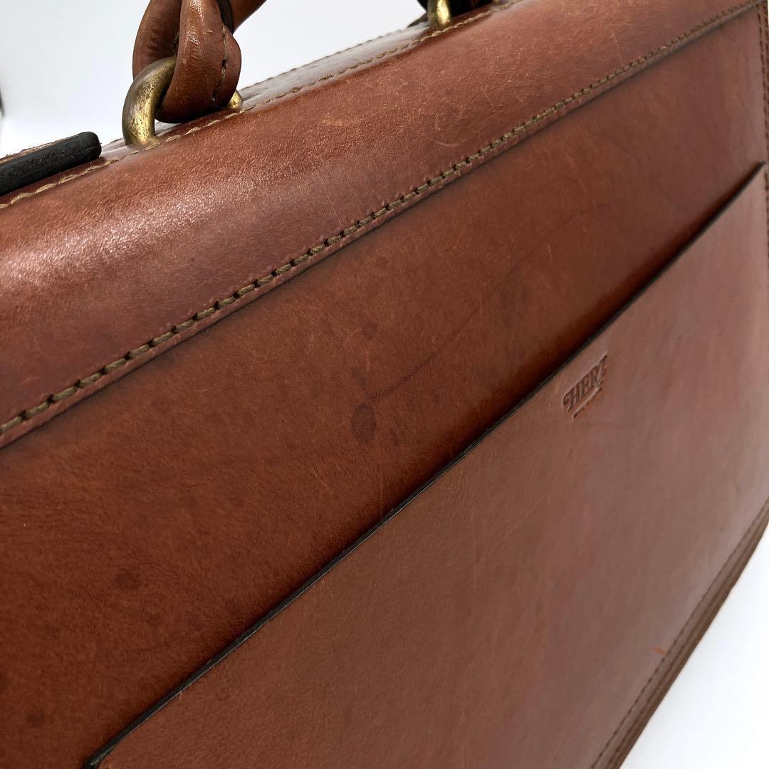 【HERZ】パイロットケース　ビジネスバッグ　レザー　ブラウン.