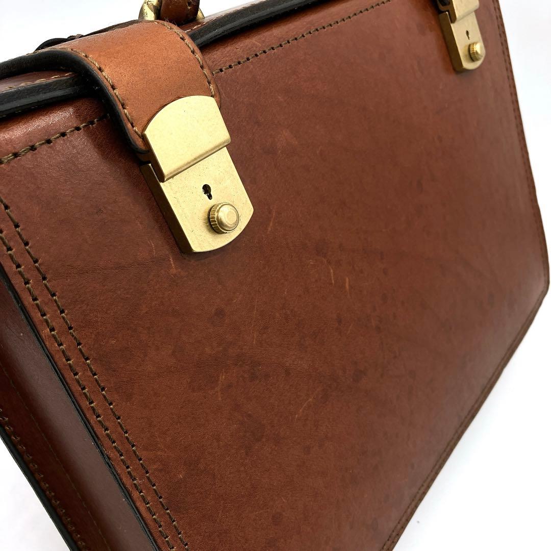 【HERZ】パイロットケース　ビジネスバッグ　レザー　ブラウン.