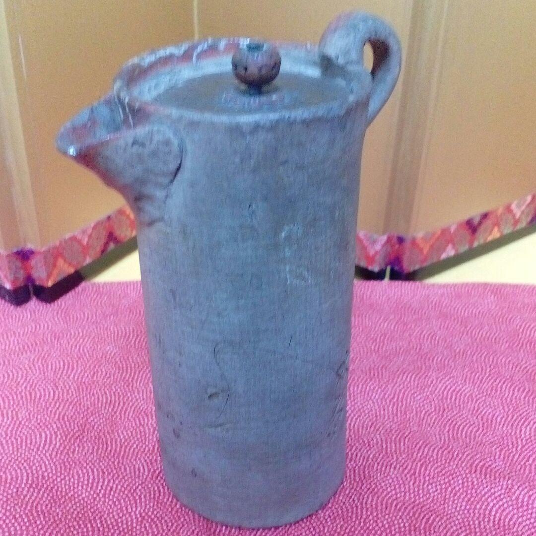 江戸時代珍品レア茶道具１４センチ陶器製古銅製当時物蓋付き在銘有り小さい時代水指