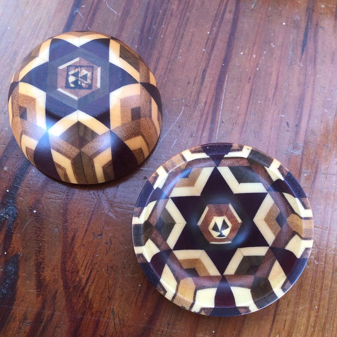 寄木細工 箱根細工 かなざし りんご 林檎 小物入れ ボンボニエール 無垢