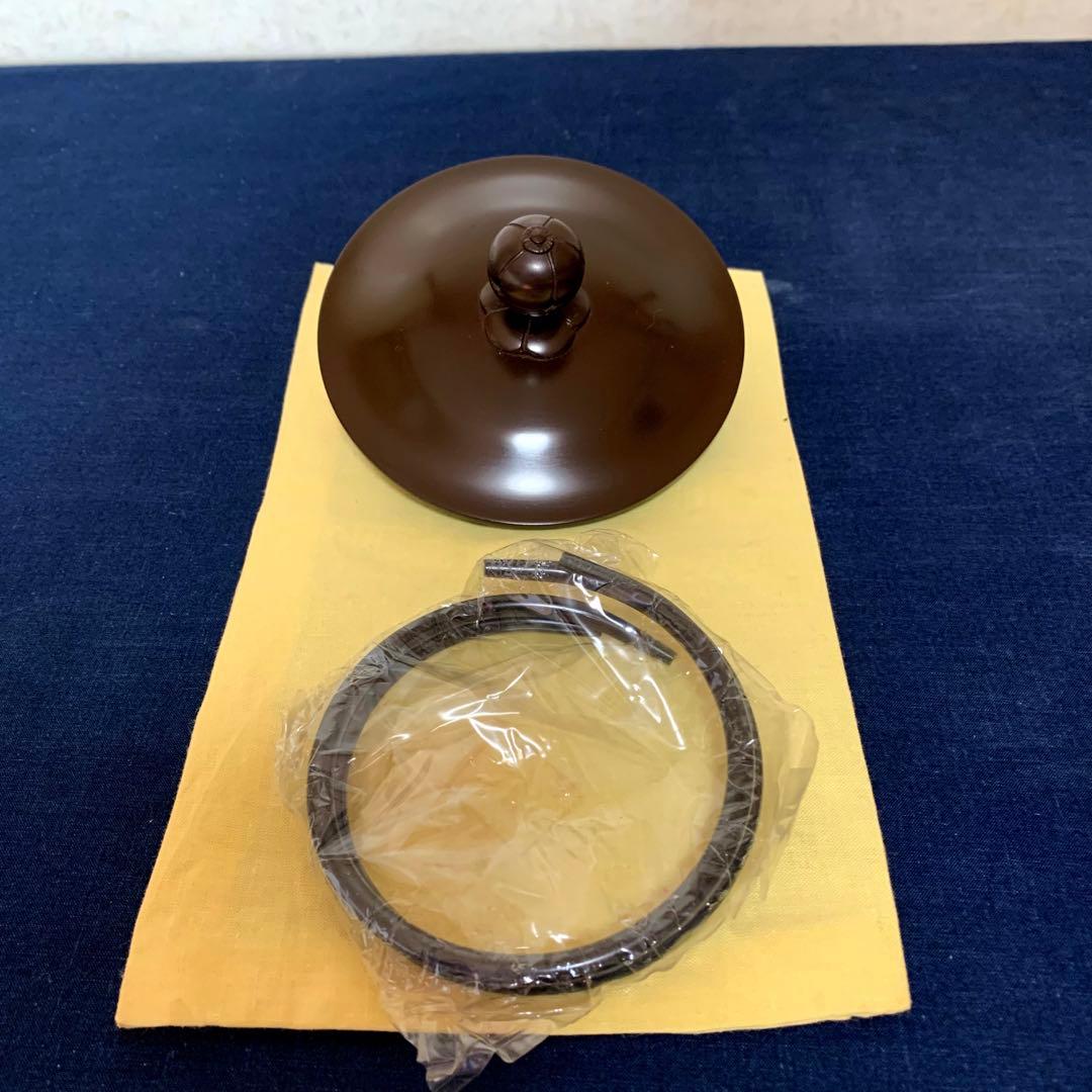 未使用 風炉 茶釜 電熱器 人間国宝 高橋敬典 唐銅鬼面風炉 野々田電熱器 敷板