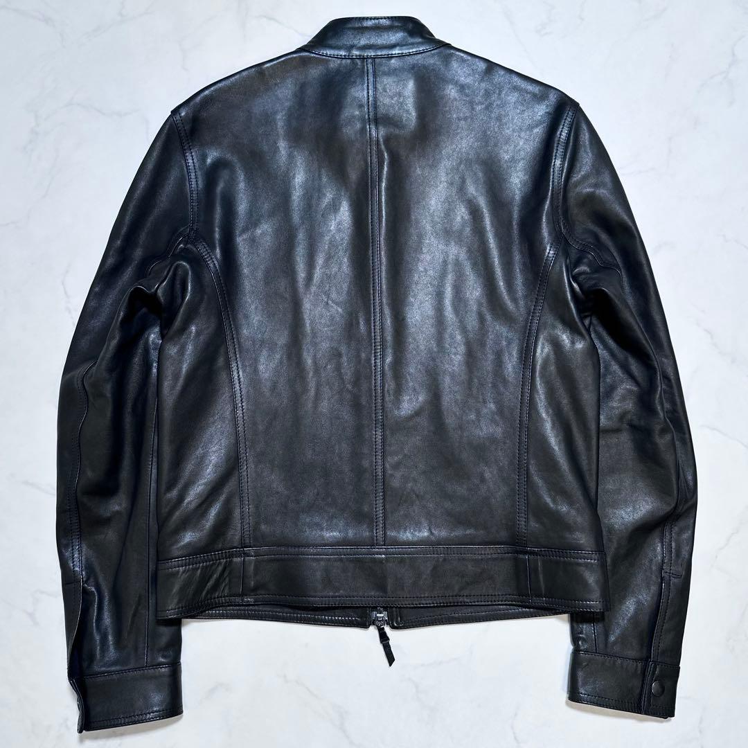 未使用品 46✨EMMETI JURI シングルライダースジャケット 羊革 黒