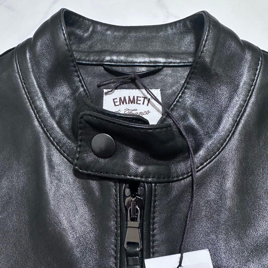 未使用品 46✨EMMETI JURI シングルライダースジャケット 羊革 黒