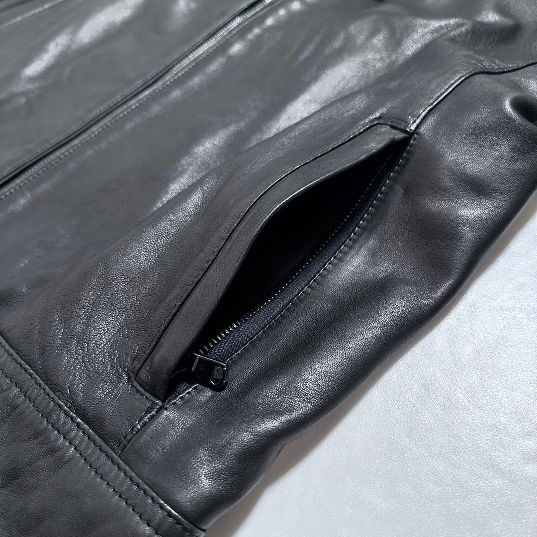 未使用品 46✨EMMETI JURI シングルライダースジャケット 羊革 黒