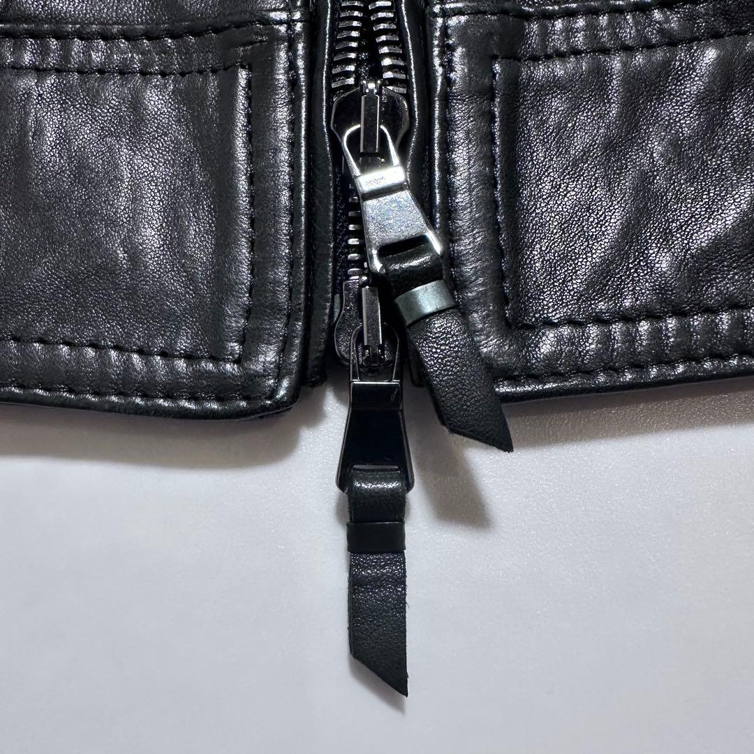 未使用品 46✨EMMETI JURI シングルライダースジャケット 羊革 黒