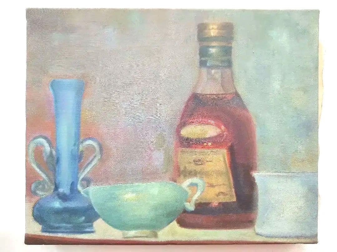 油彩　F3　静物画　ウイスキー　原画