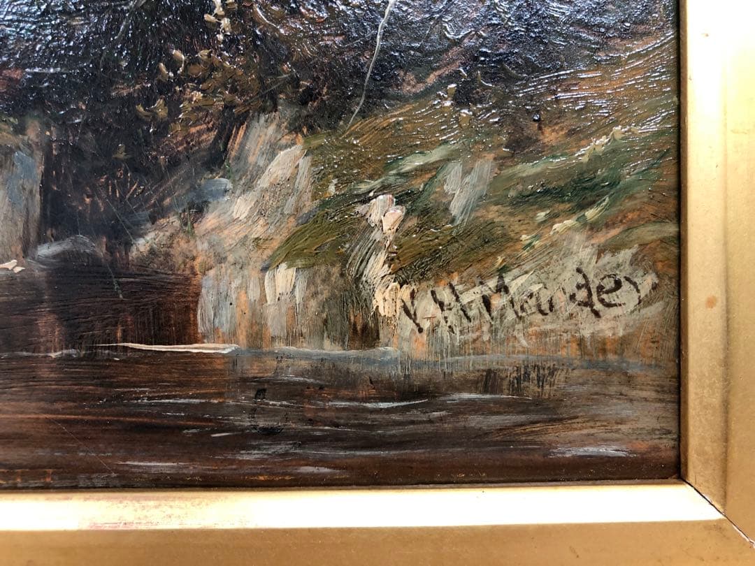風景画 ウィリアム・ヘンリー・マンダー 油絵 縦650㎜横850㎜ サインあり
