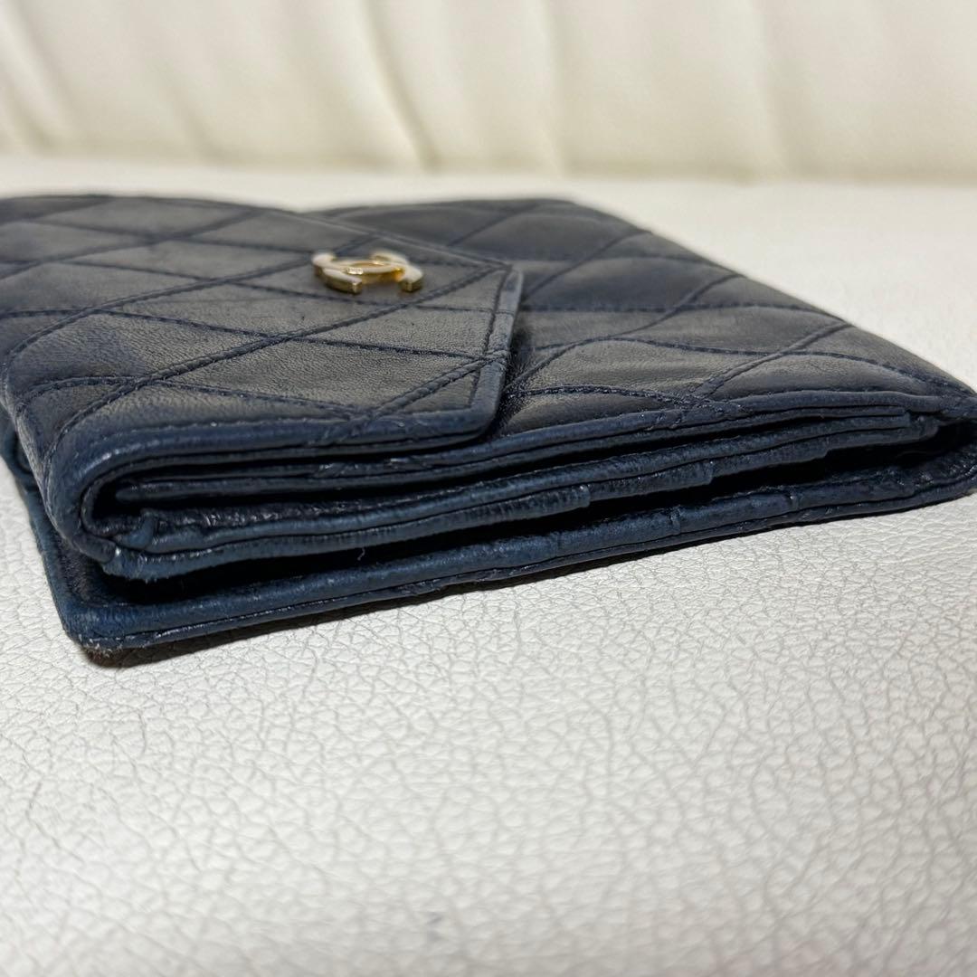 CHANEL/シャネル ビコローレ Wホック2つ折り財布 ブラック　ヴィンテージ