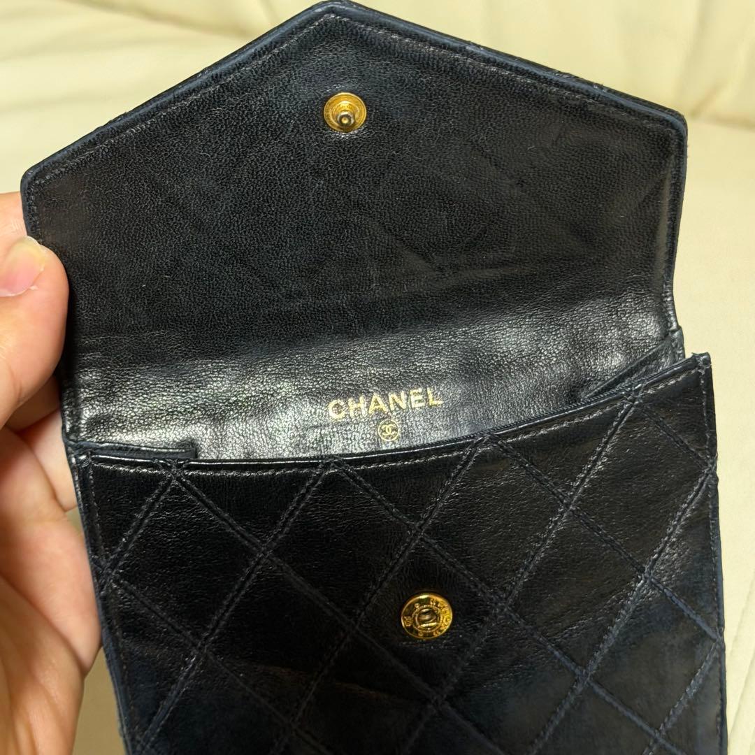 CHANEL/シャネル ビコローレ Wホック2つ折り財布 ブラック　ヴィンテージ