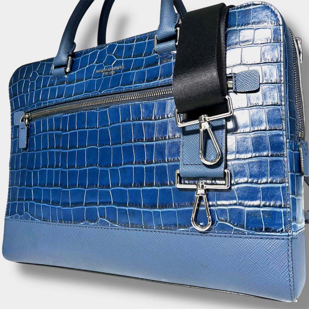 未使用級 2way マイケルコース クロコ型押 イタリアンレザー ブリーフケース