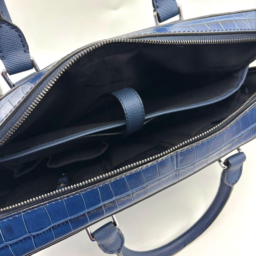 未使用級 2way マイケルコース クロコ型押 イタリアンレザー ブリーフケース