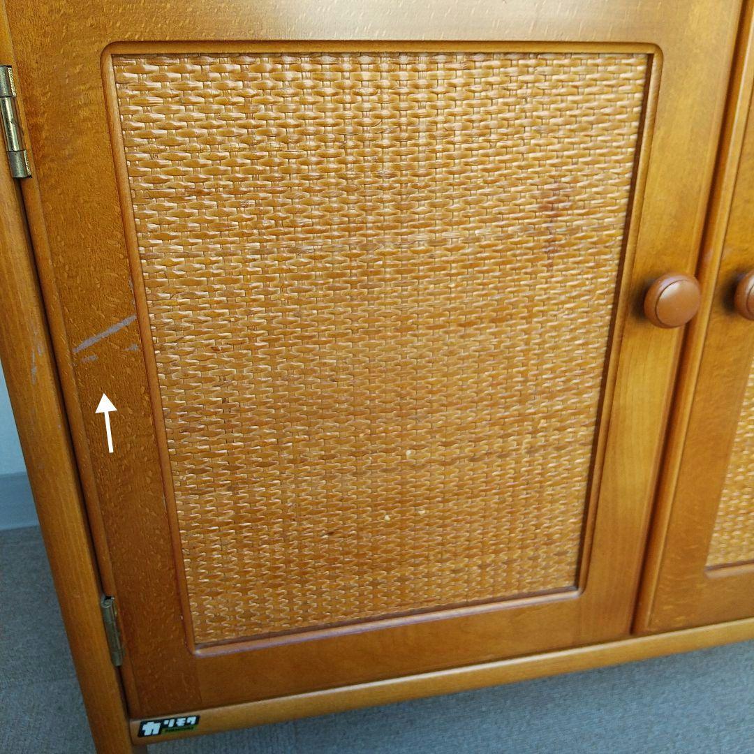 オールドカリモク キャビネット 電話台 収納 棚 ラタン