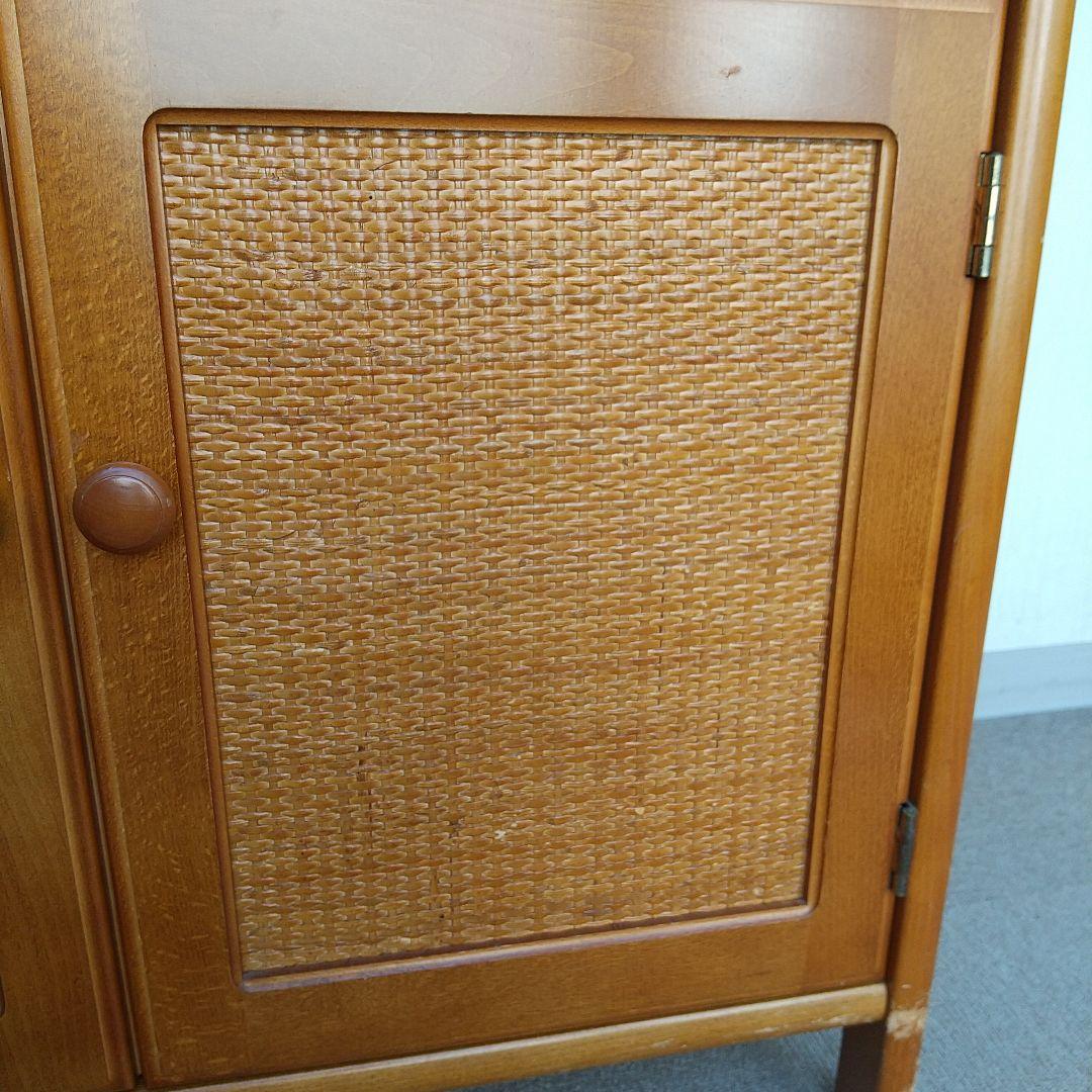 オールドカリモク キャビネット 電話台 収納 棚 ラタン