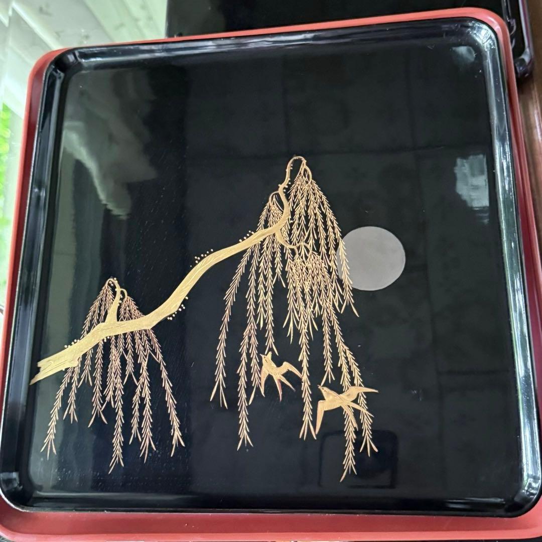 2200様感謝‼️秋の風雅‼️JAPAN 研出蒔絵 『銀月』絵替八寸膳十客木箱