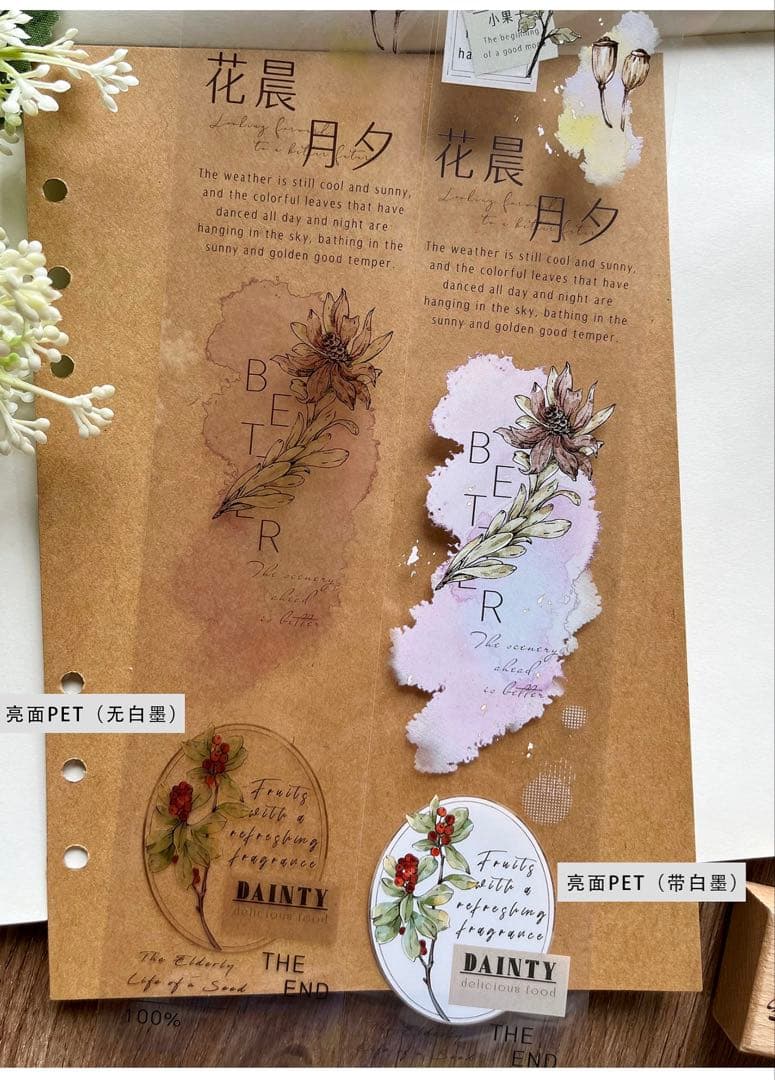 自元素文创《秋实若梦》海外マスキングテープ　マステ 【2654】