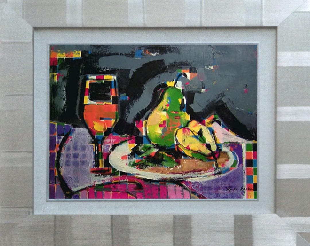 油絵 絵 絵画 インテリア 額付(黒) uF6-062204 静物 ワイン