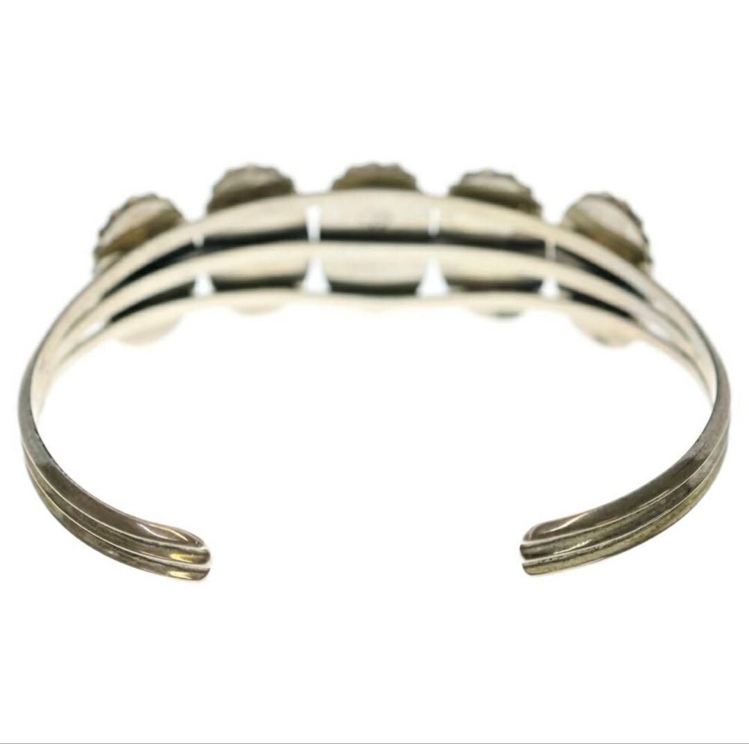 Indian Jewelry RB刻印 5蓮ターコイズ シルバー925バングル