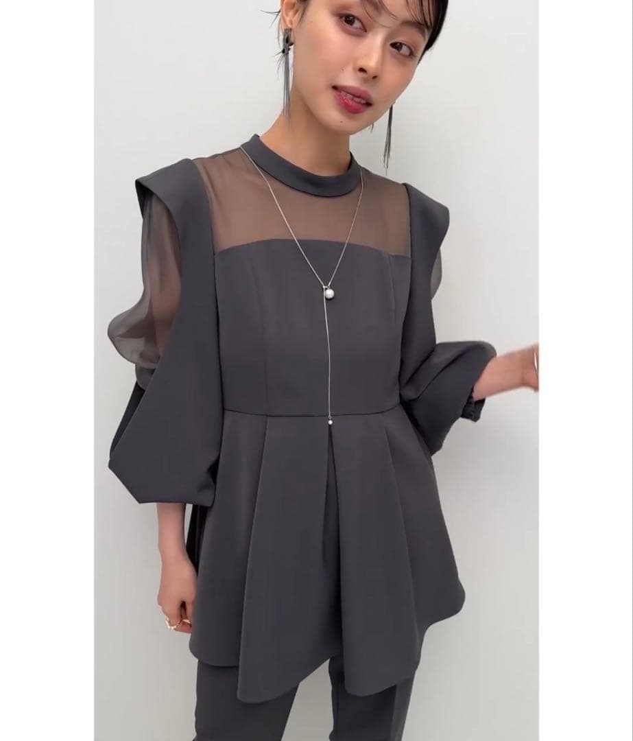 ルイルエ スリットスリーブ ペプラムトップス セットアップ 結婚式 オケージョン