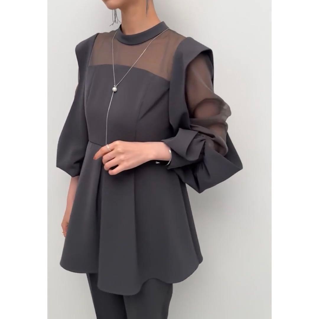 ルイルエ スリットスリーブ ペプラムトップス セットアップ 結婚式 オケージョン