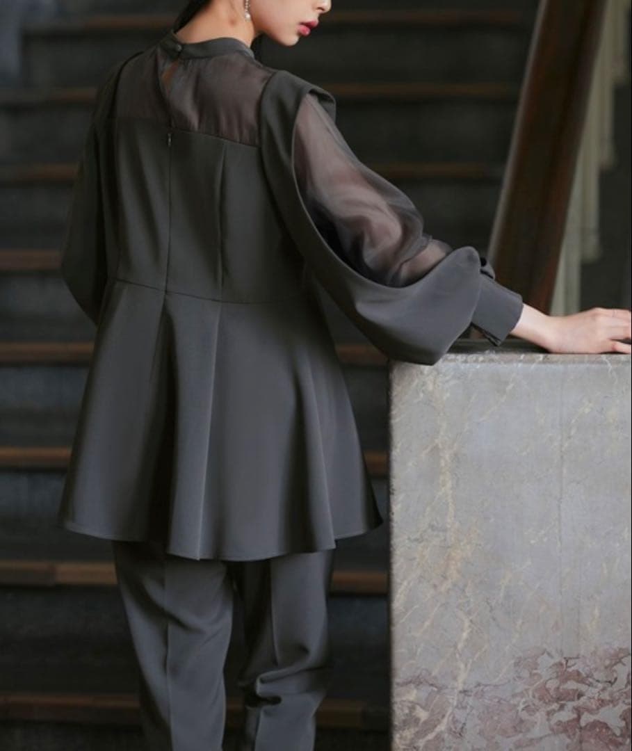 ルイルエ スリットスリーブ ペプラムトップス セットアップ 結婚式 オケージョン