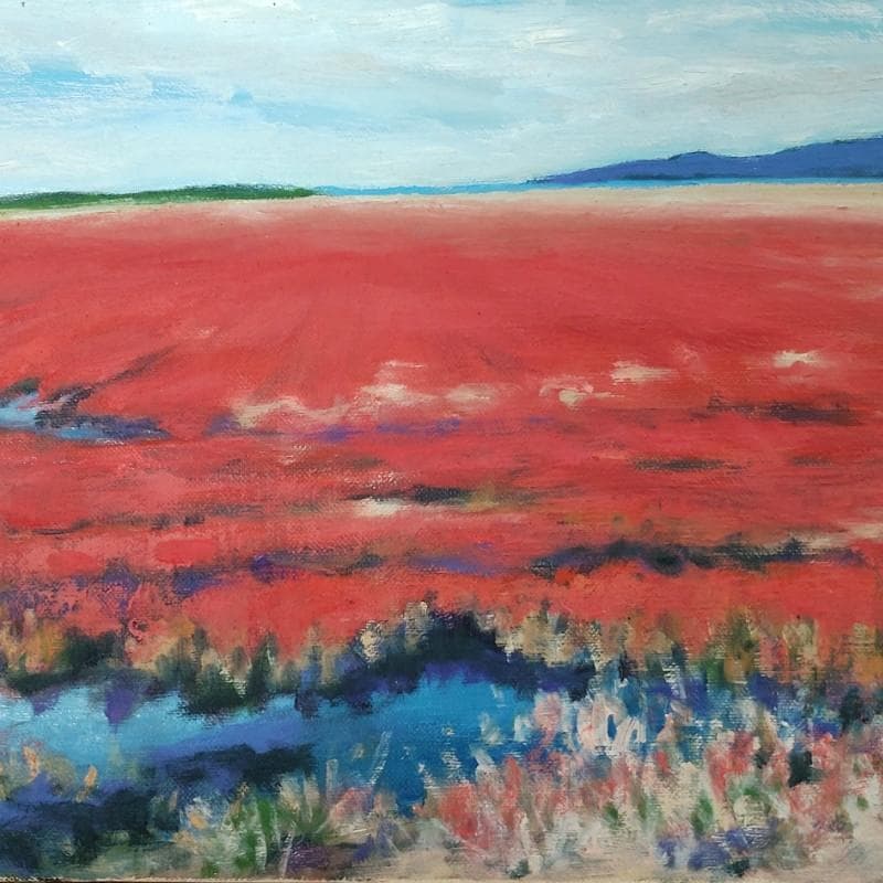 ☆ 境 肇 ☆「サンゴ草」油絵　F4号　新品額！