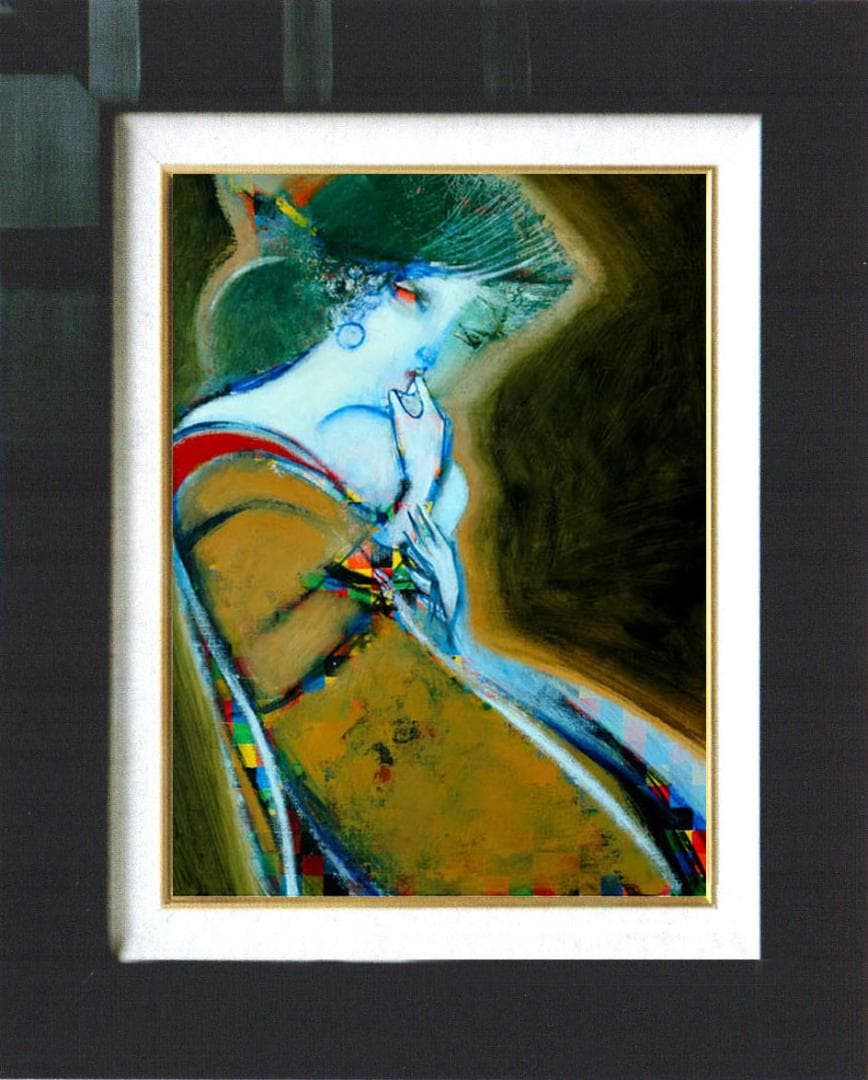 油絵 菅家令子 絵 絵画 インテリア 額付(黒) F4-080514 人物 女性