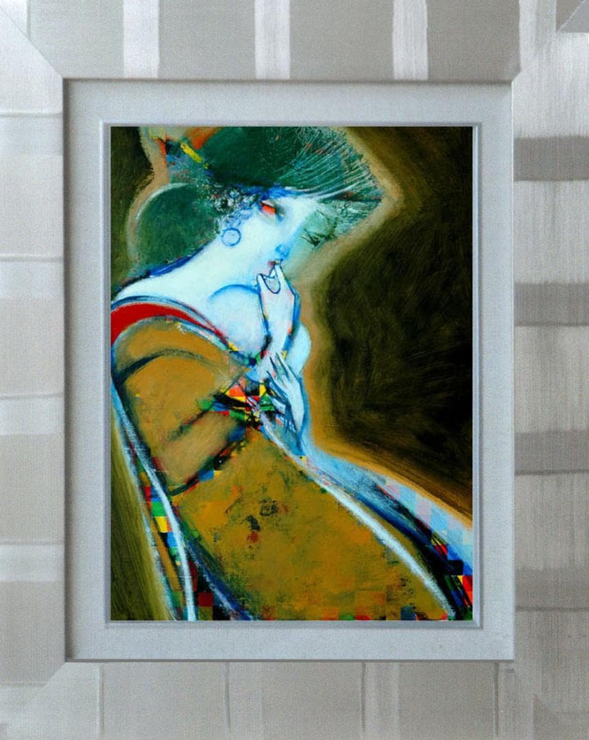 油絵 菅家令子 絵 絵画 インテリア 額付(黒) F4-080514 人物 女性