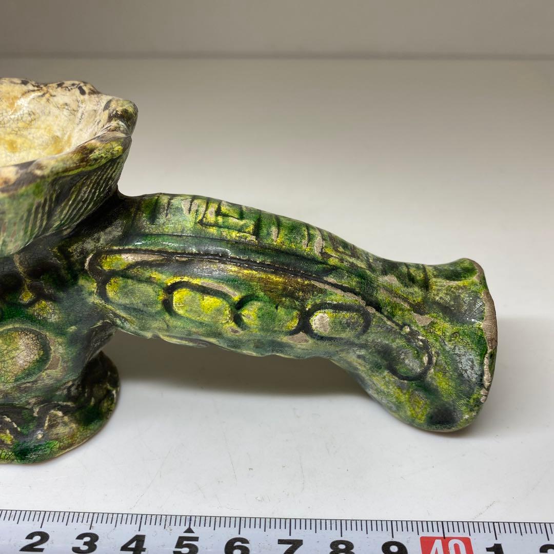 江戸中期　源内焼　蝋燭立　木箱付　長さ14.5㎝ 東Y7-0116☆2Fタルニ