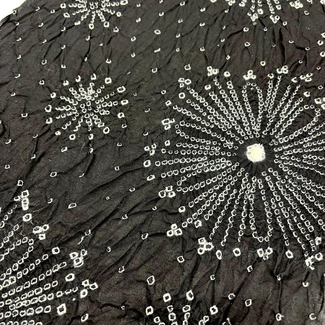 有松鳴海絞り 浴衣 反物 黒 ブラック 花火 星