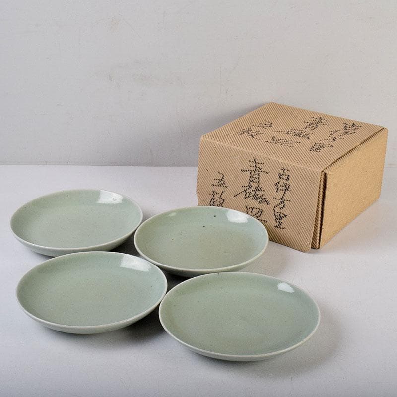 伊万里焼　古伊万里　青磁皿　四客　N　8578