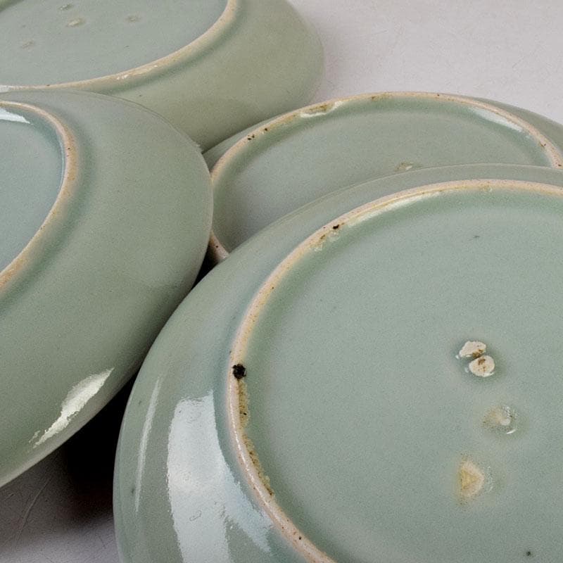 伊万里焼　古伊万里　青磁皿　四客　N　8578