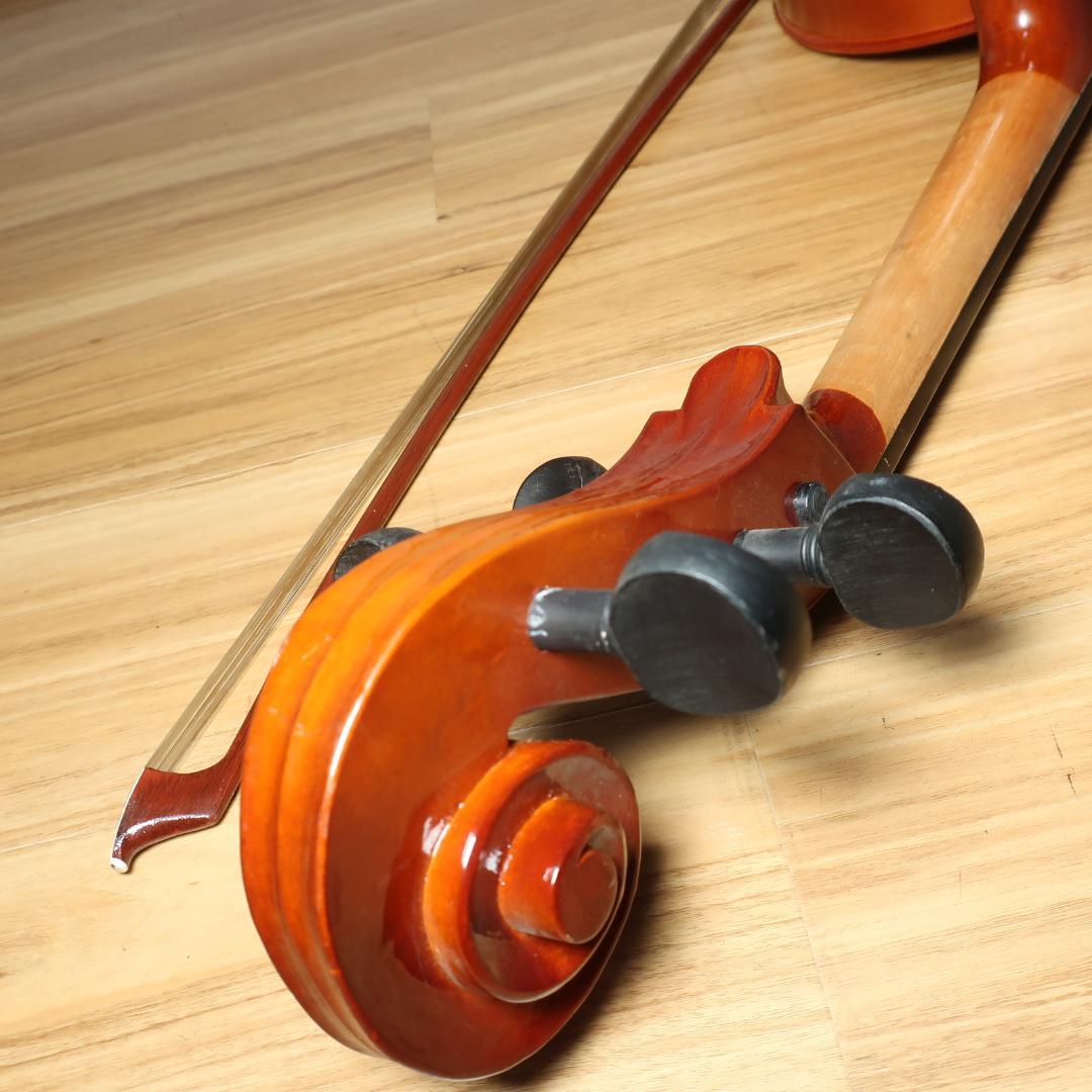 チェロ 4/4 弓付き トップ単板 メーカー不明 【直接引取値引あり】