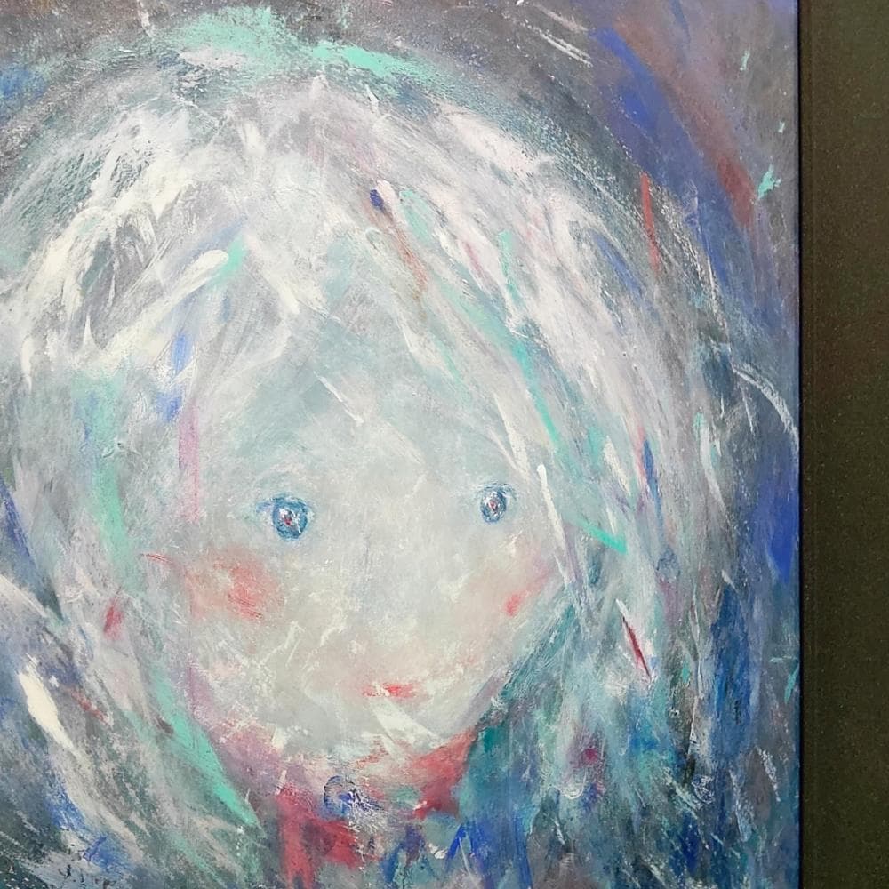 内野隆文　星のロザリオ　肖像　人物画　絵画　現代アート　アクリル画　額縁