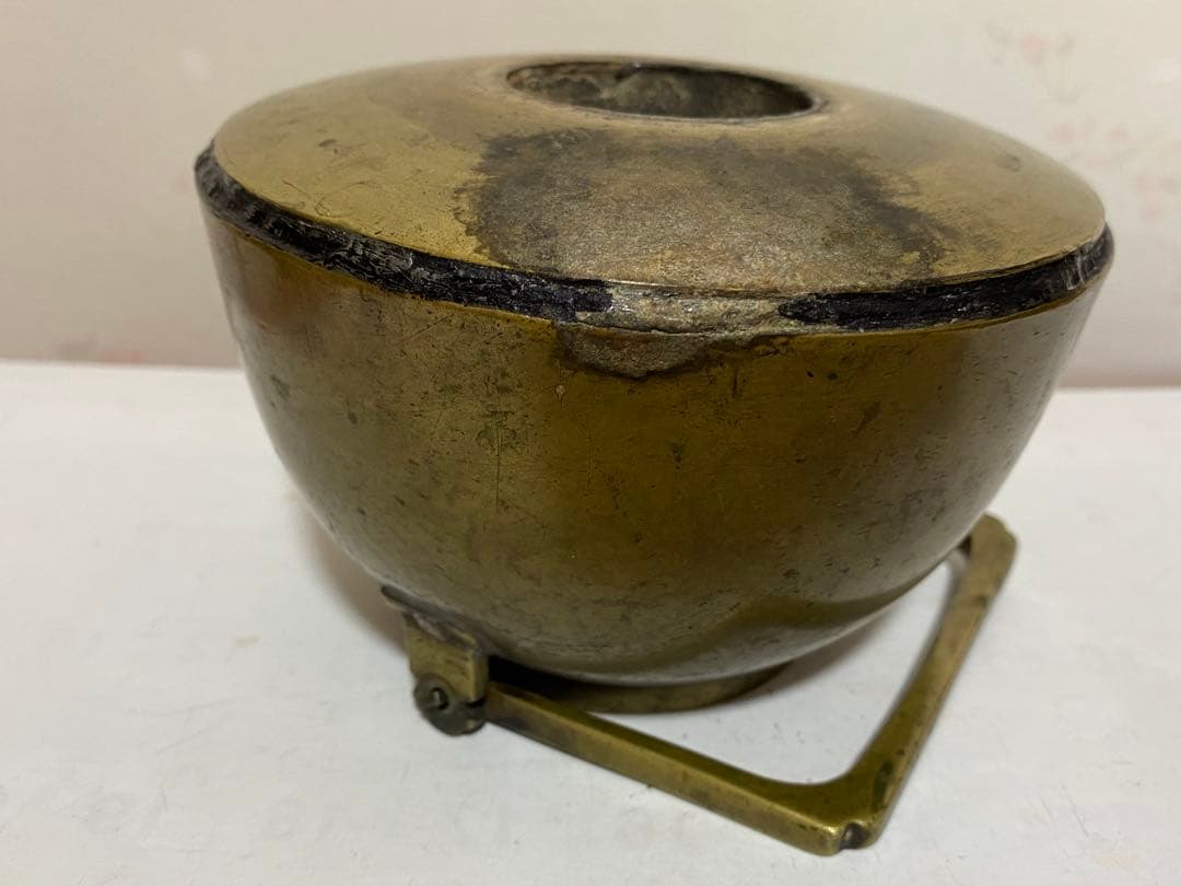 ♦中国清時代 真鍮製 薬鑵 薬缶 酒缶 茶器やかん 銅器銅製 珍物 古美術骨董品