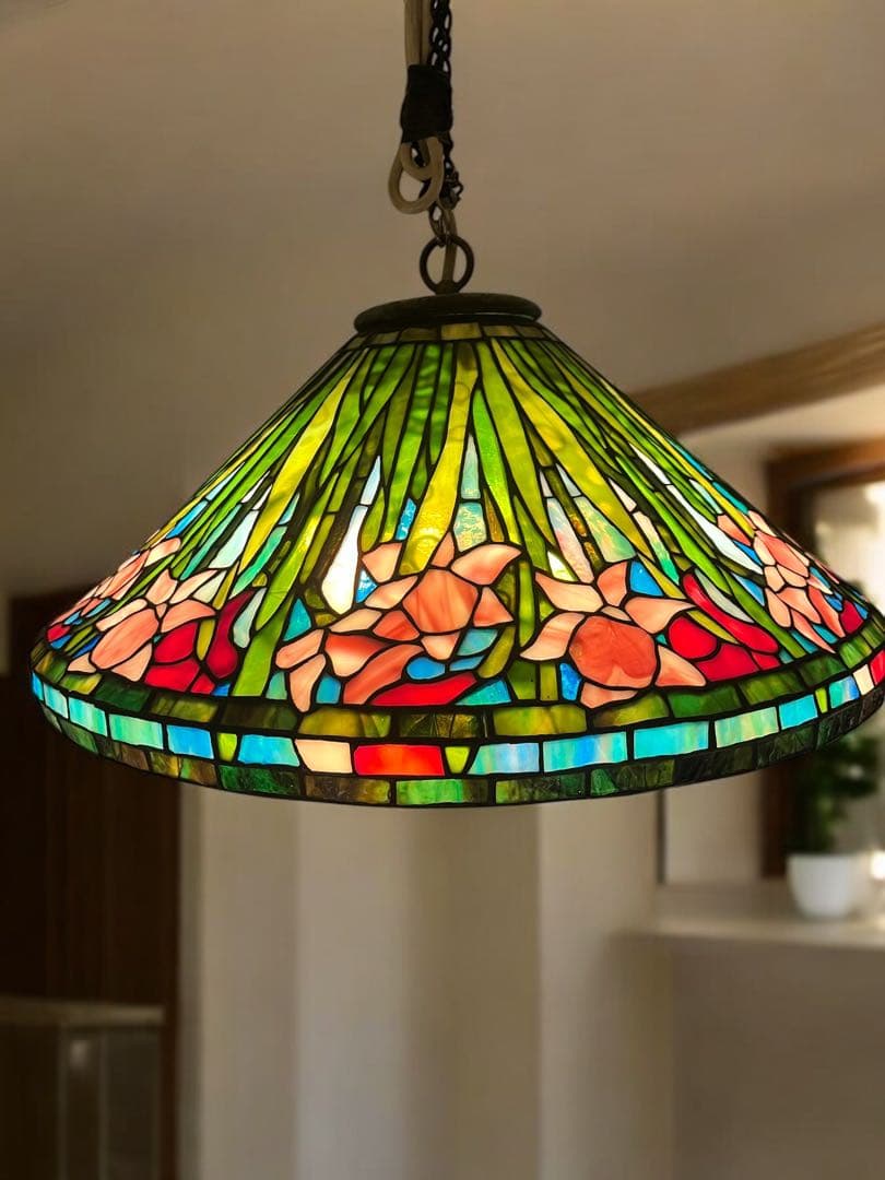 巨大な20インチ　水仙　ティファニー　吊り下げペンダントライト 3灯