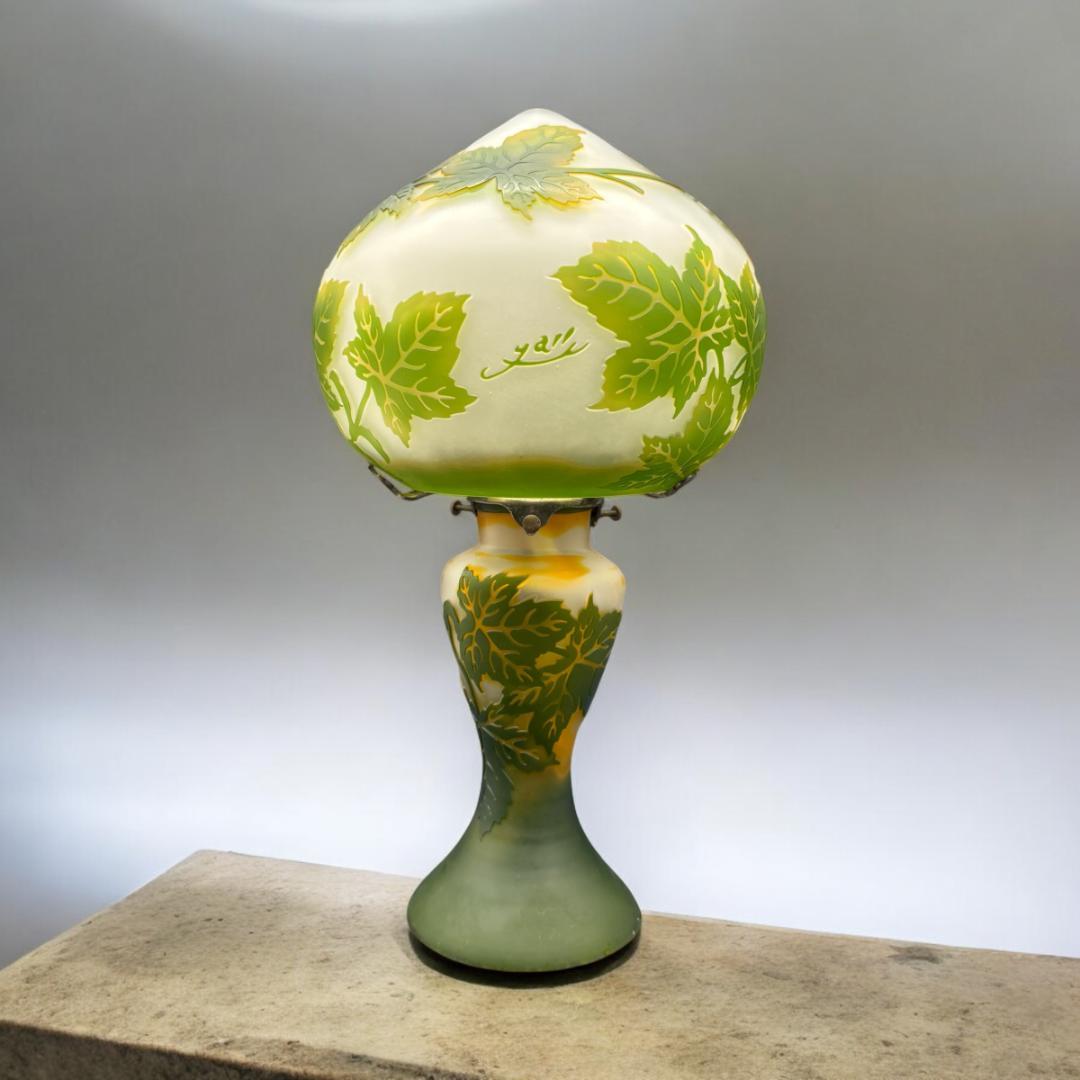 高さ37㎝【希少】エミールガレ風　レプリカ　ランプ　卓上照明
