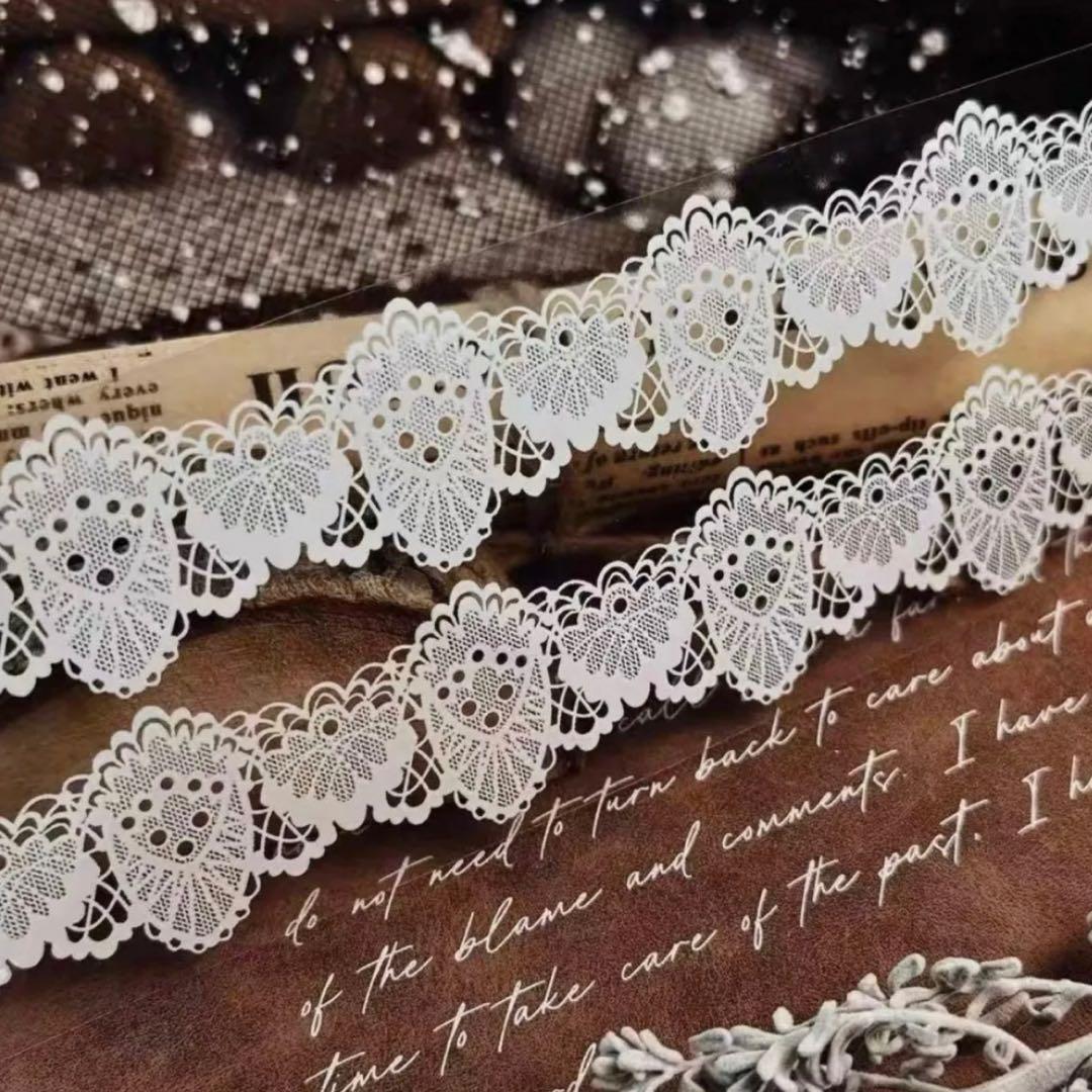 PET 黑白蕾丝背景 6cm×5m 海外マスキングテープ　海外マステ　レース